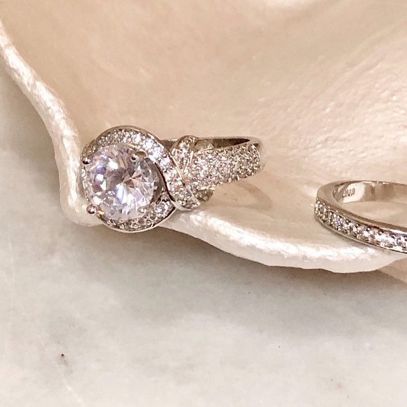 .925 Sterling Silver Engagement Wedding Rings 6.5 - Picture 8 of 10